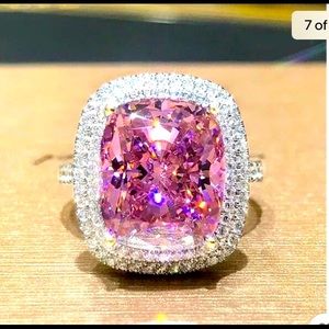 Elegant Silver Jewelry Pink Sapphire Women Wedding Party Jewelry Gift Size 8